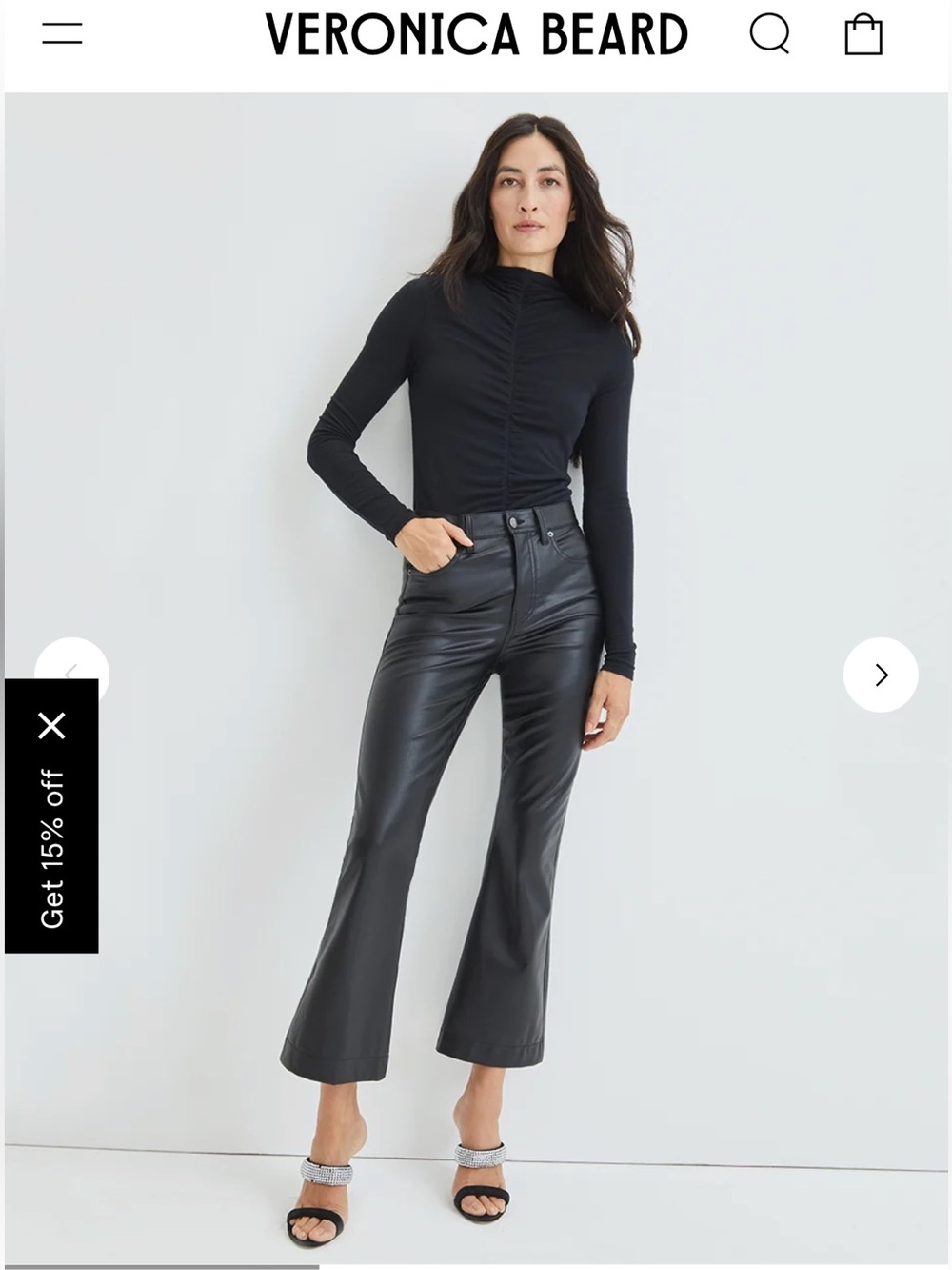 Veronica Beard Carson Ankle Flare Black Faux-Leather Flare Pants - Picture 4 of 14